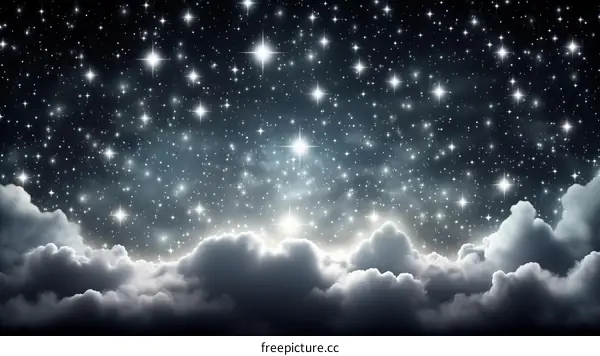 Starry Night Sky with Clouds