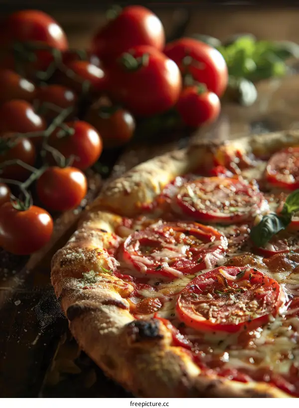 Pizza with Fresh Tomatoes and Basil