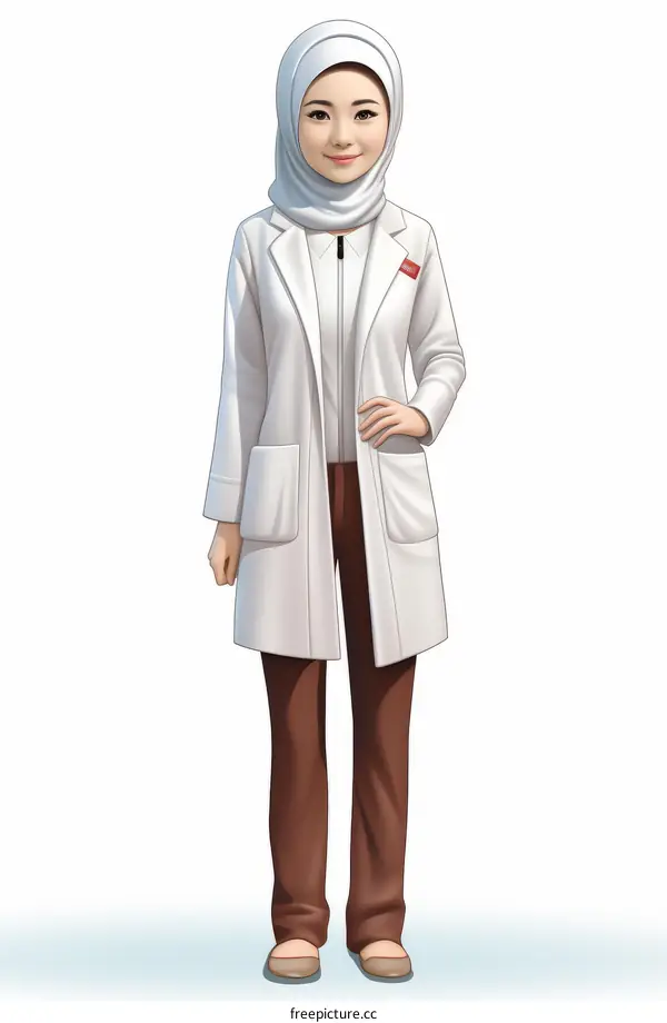 Young Female Doctor in Hijab and Lab Coat