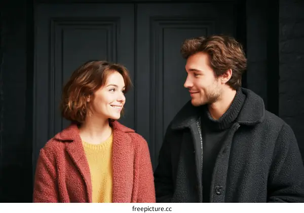 Couple Standing in Front of a Dark Doorway