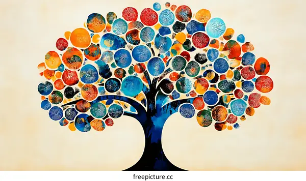 Colorful Abstract Tree of Life Painting