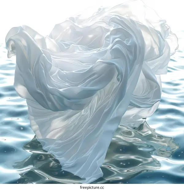 White Fabric Floating on Water Surface