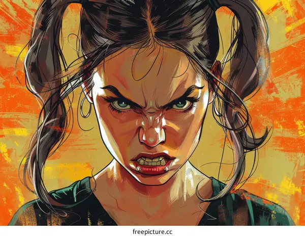 portrait of a fierce looking woman