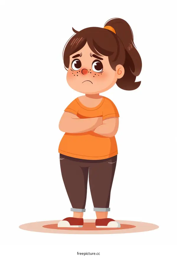 Sad Overweight Girl Illustration