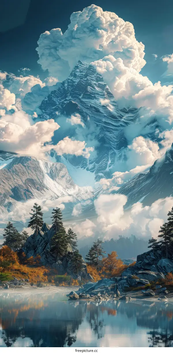 Mystical Fantasy Mountain Landscape Painting