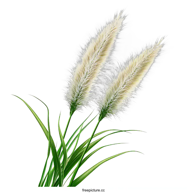 [Transparent Background PNG]Green Grass with Feathery Flower Buds on transparent background