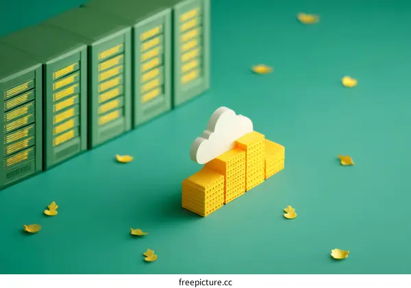Cloud Computing Illustration with Server Racks
