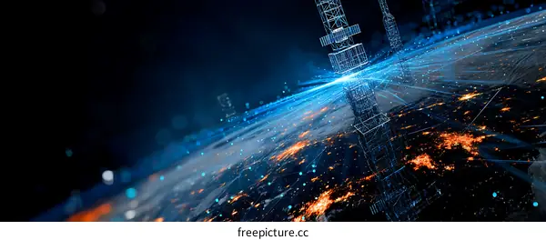 Global Network of Satellite Communication Illustration