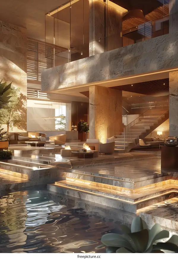 Modern Luxury Indoor Pool & Lounge Area