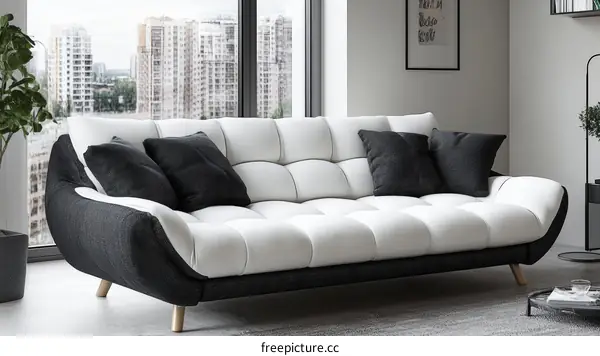 Modern Black and White Sofa in Living Room
