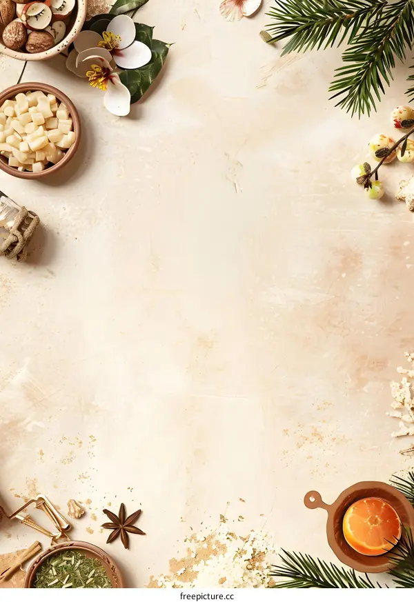 Christmas Decorations With Orange, Flowers And Spices