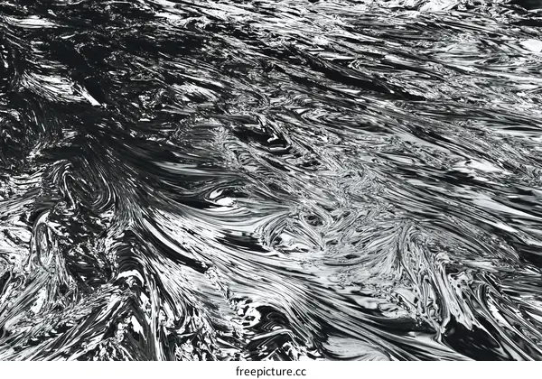 Abstract Fluid Art Black and White Pattern