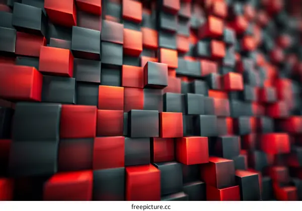 Black and red 3D cubes background