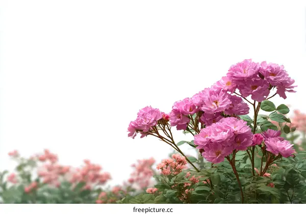 Pink Rose Flowers in Garden Setting
