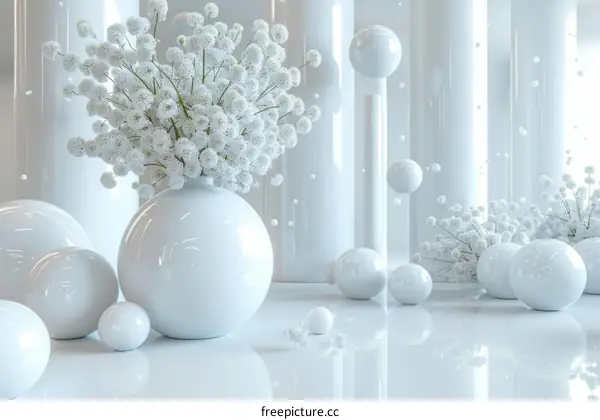 A Minimalist Still Life with White Flowers in a Vase