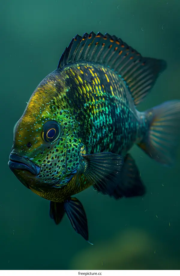 Green Spotted Fish Underwater Portrait