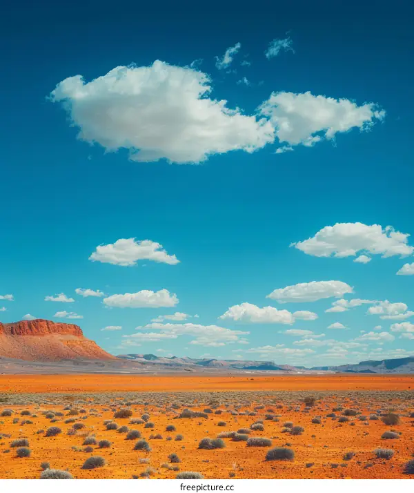 Arid Desert Landscape with Blue Sky