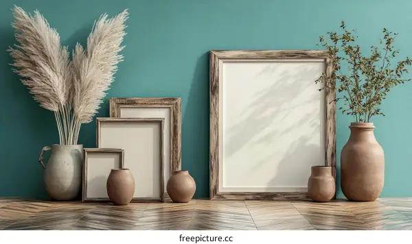 Bohemian Style Interior Mockup with Picture Frames
