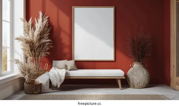 Rustic Modern Interior Design with Empty Frame