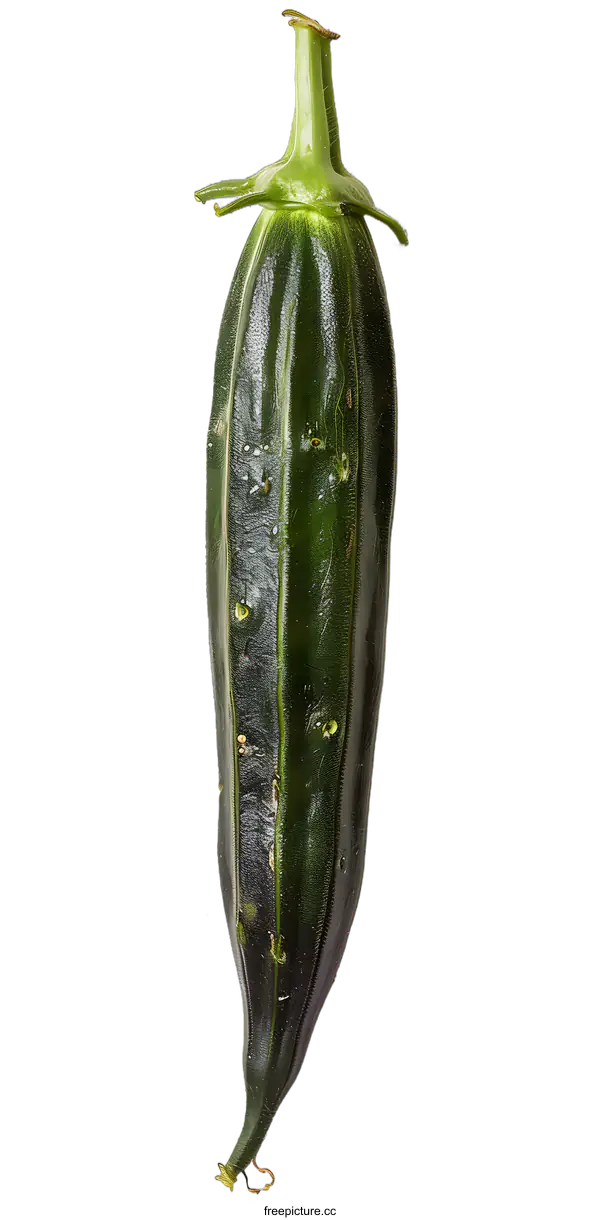 [Transparent Background PNG]Fresh Green Okra Vegetable on White Background
