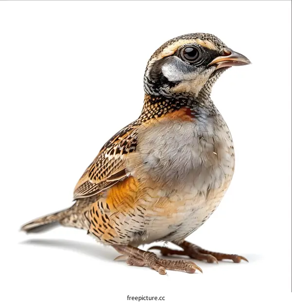 Rufous Throated Partridge Portrait on White Background