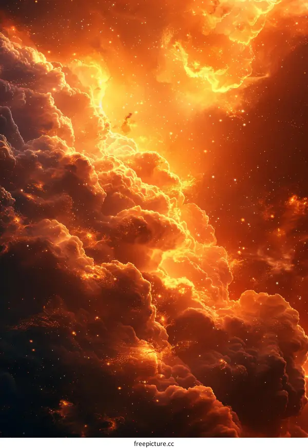 Orange Nebula Cloudscape with Stars