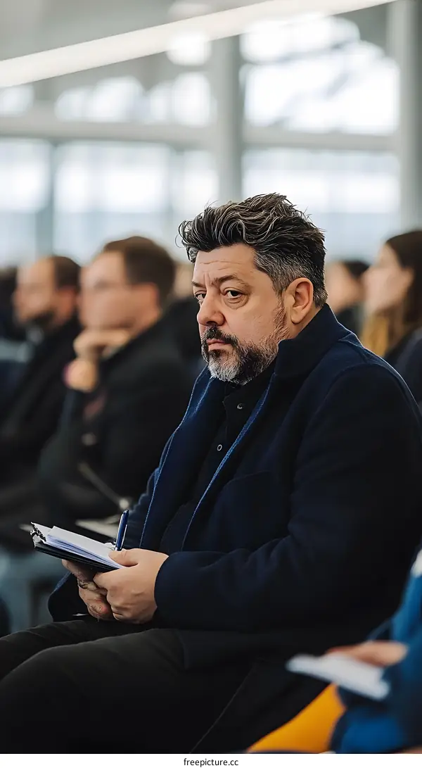 Man Taking Notes in a Conference Setting