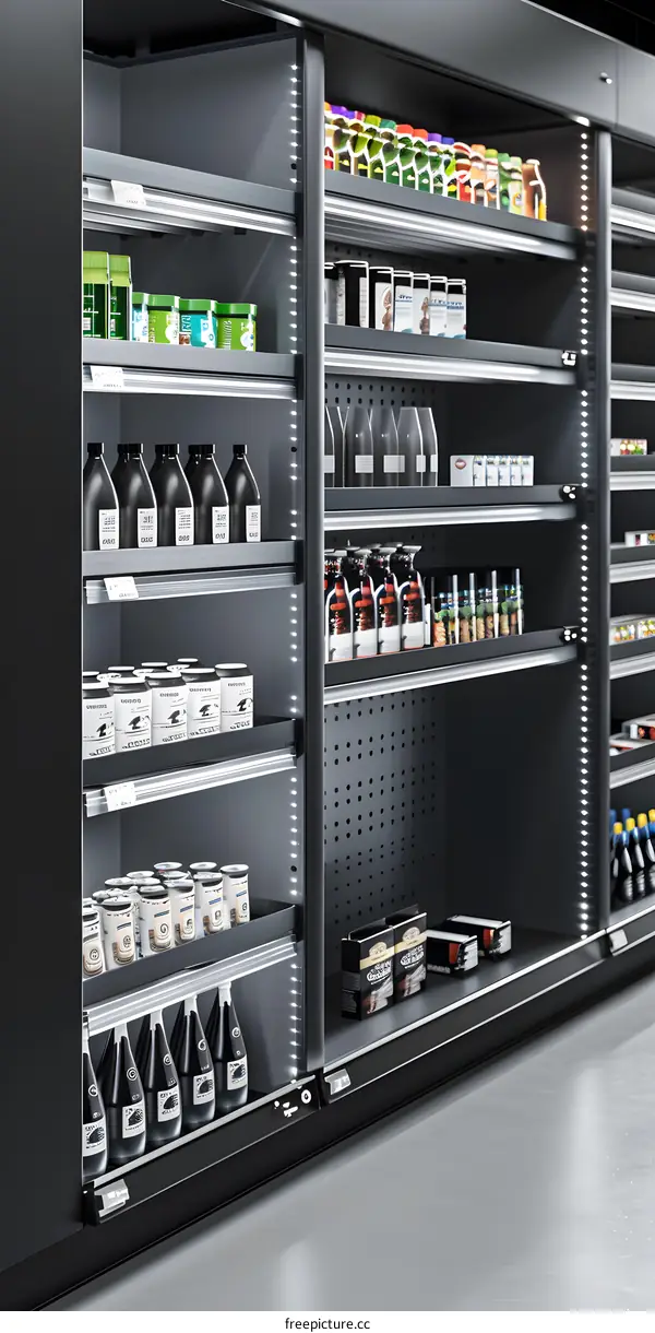 Modern Store Display with Shelves and LED Lighting