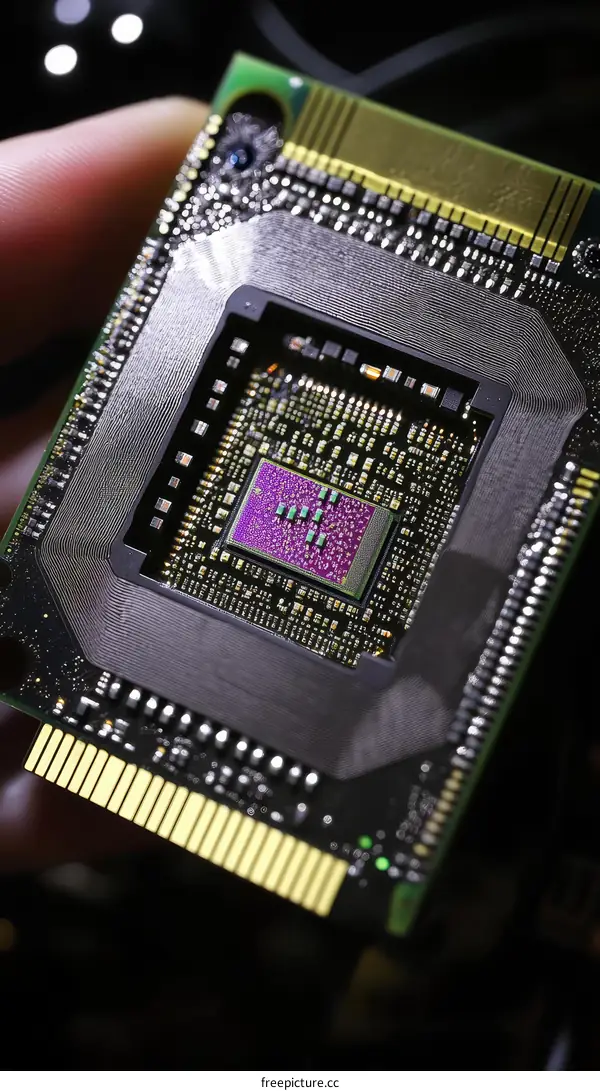 Close-up View of a Computer Chip