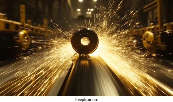 Metal Grinding Process with Sparks