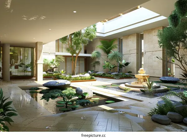 Tranquil Interior Courtyard Garden Design