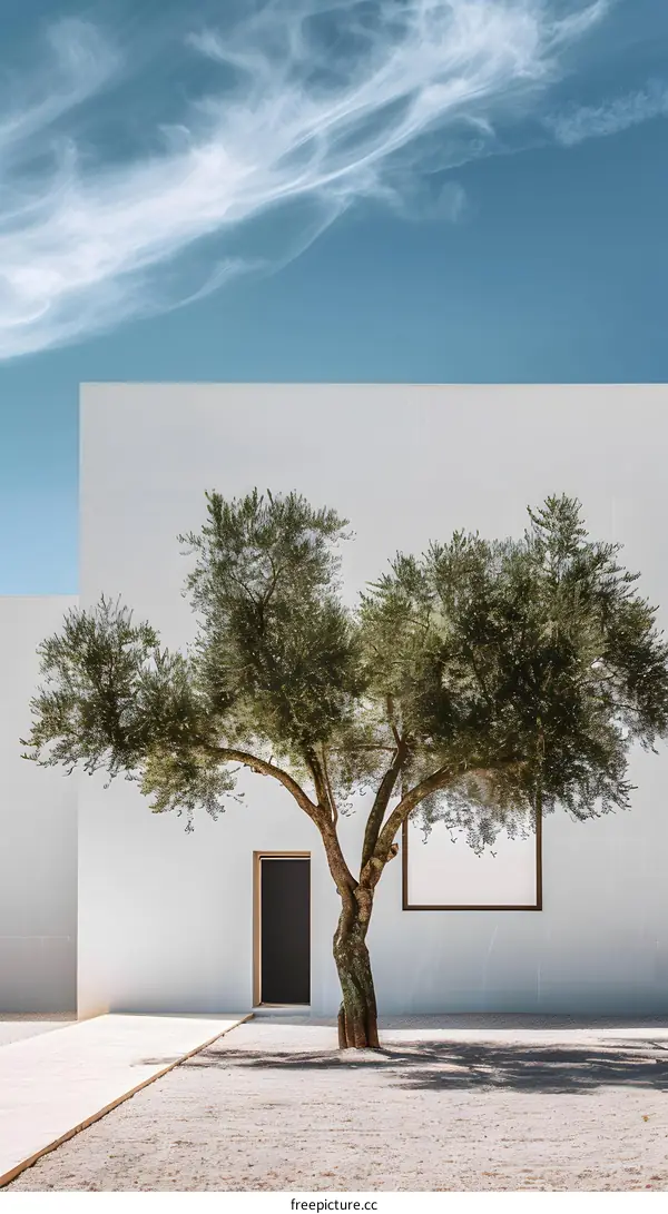 White Wall Building With Tree And Sky