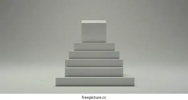 Abstract White Minimalist 3D Rendered Pyramid Shaped Platform