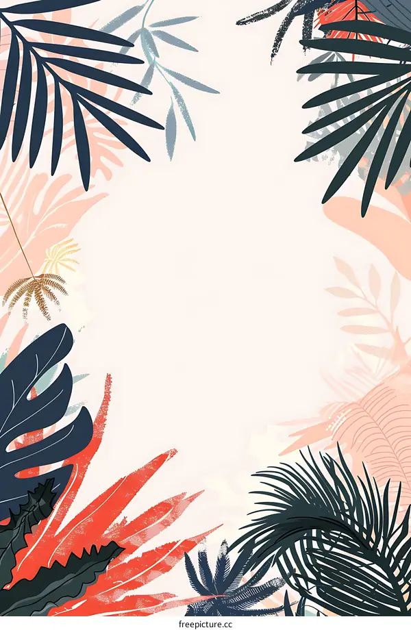 Tropical Leaves Border Frame Background Illustration