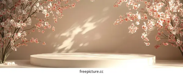 Elegant Cherry Blossom Display Podium