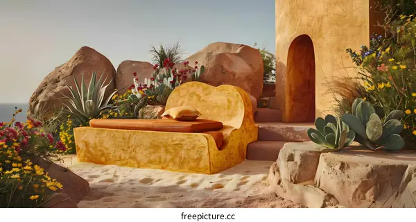 Stone Bed in Desert Garden