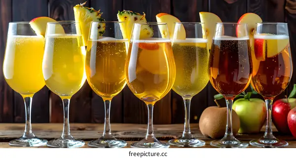 Apple Cider and Pineapple Mimosa Cocktail Drinks