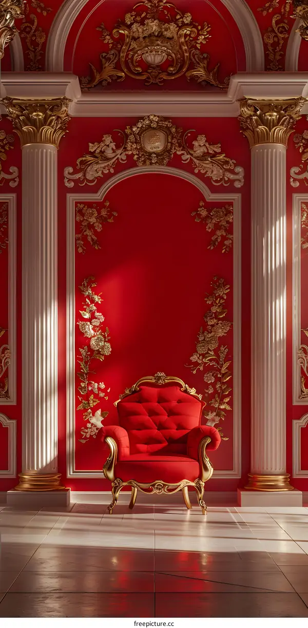 Red velvet armchair