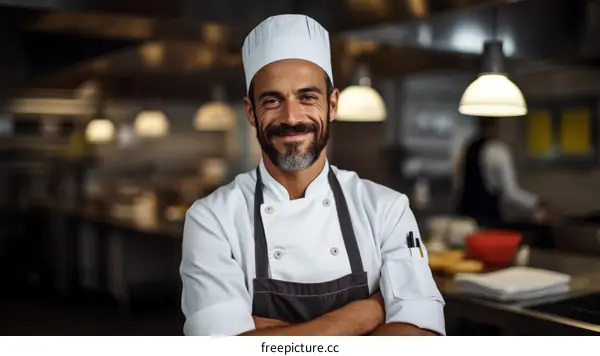 Portrait of a male chef in a professional kitchen