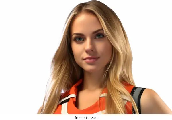 Portrait of a Blonde Cheerleader with Blue Eyes