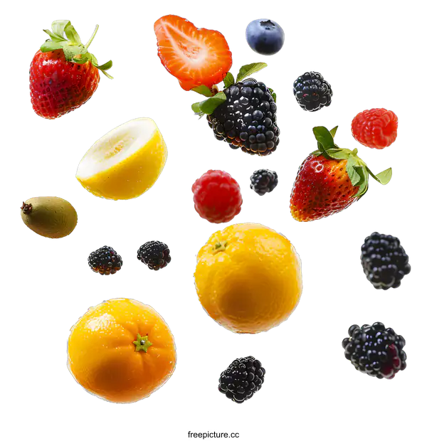 [Transparent Background PNG]Fresh Fruit Floating in Air