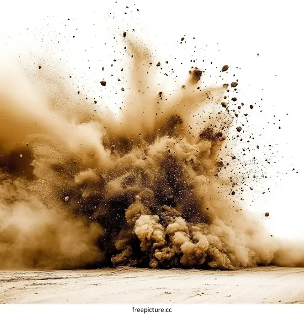 Powerful Explosion of Brown Dust and Debris