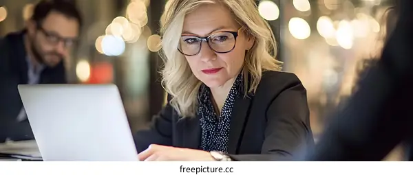 Businesswoman Working on Laptop in Office