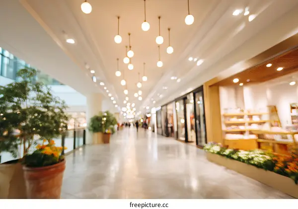 Blurred View of a Shopping Mall with People
