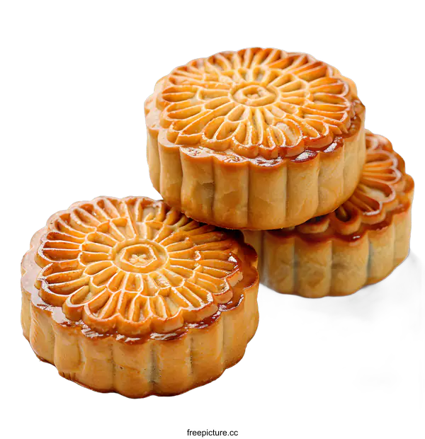 [Transparent Background PNG]Three Mooncakes on White Background
