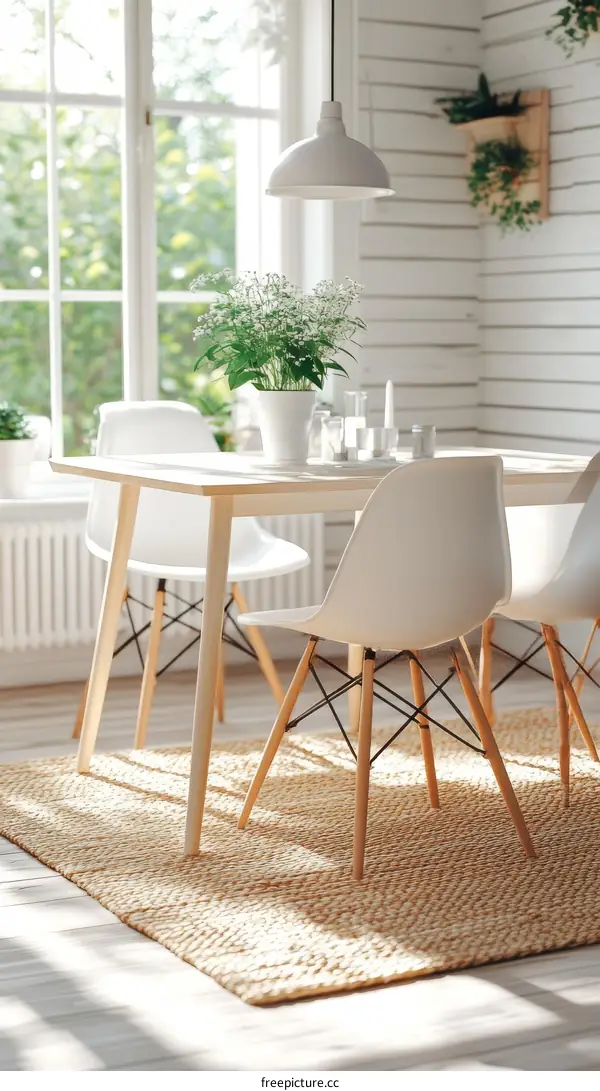 Modern Scandinavian Dining Room Interior Illustration
