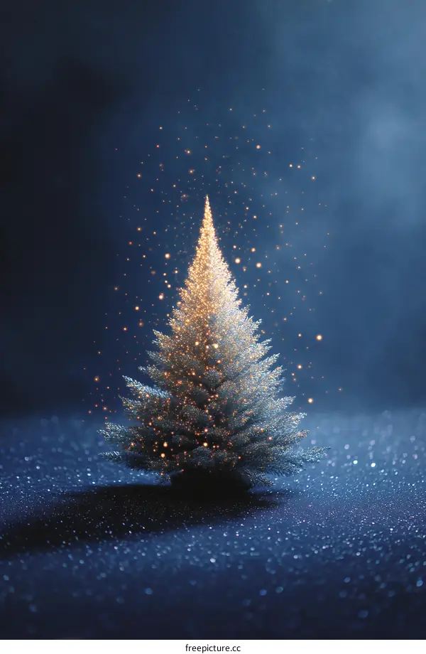 Glimmering Christmas Tree in the Night