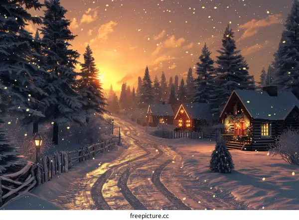 Christmas Village in the Snow