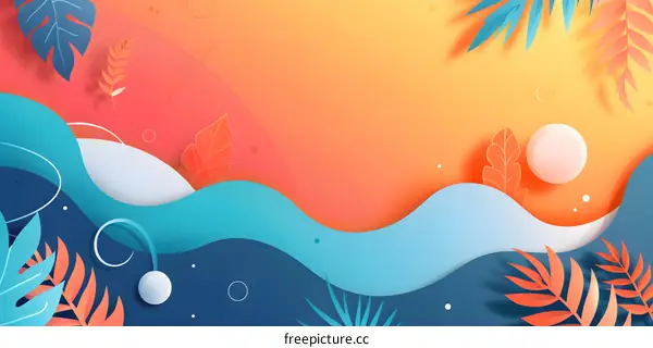 Abstract Paper Cut Style Summer Background