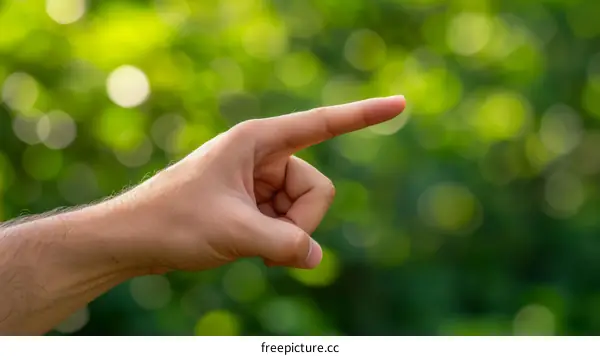 person pointing at something in front of them with a blurred background